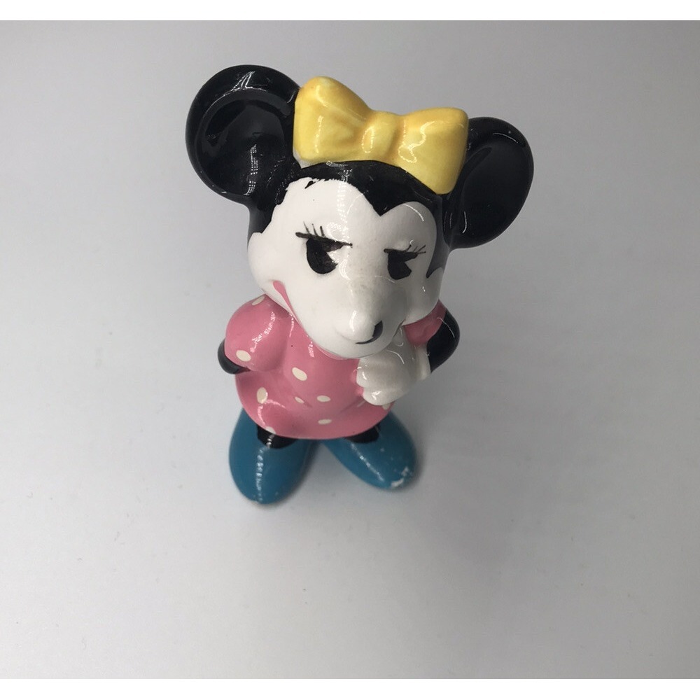 VTG MINNIE MOUSE Walt Disney Productions Japan Ceramic‎ Figurine Yellow Bow
